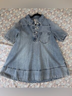 Free People Remino Denim Mini Dress in Ocean Blue